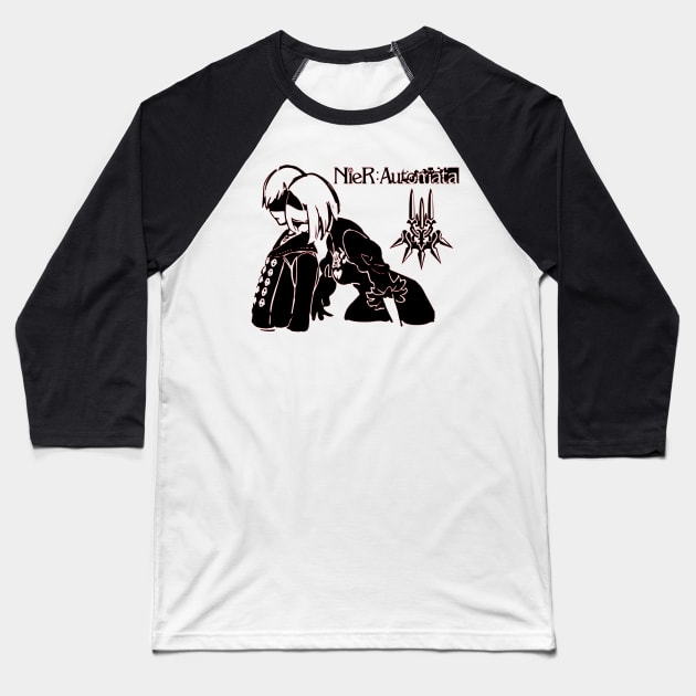 9S and 2B Nier Automata Baseball T-Shirt by OtakuPapercraft